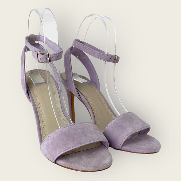 Sandro Shoes - Sandro Paris Nina Lavender Suede Heeled Ankle Strap Sandals